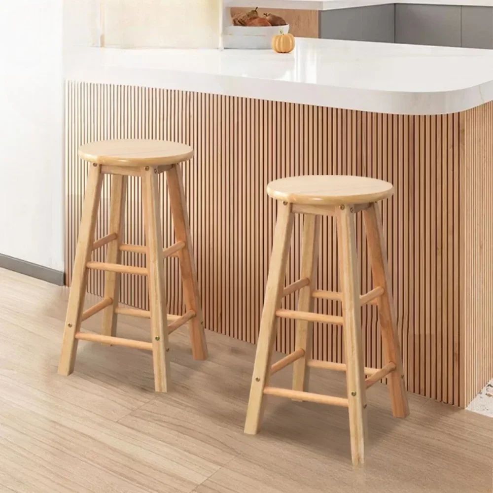 Nordic Solid Wood Bar Stool Modern Minimalist Backless High Chair For Kitchen & Commercial Spaces 27.56 In