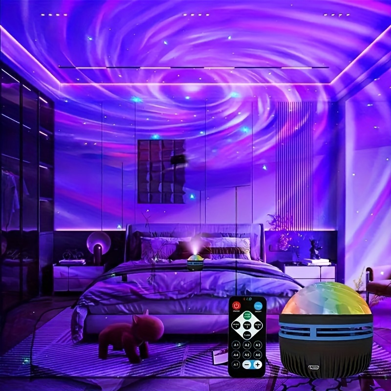 LED Star Galaxy Projector Lamp With Remote Control USB Auto Rotating Magic Ball, Moon Light & Colorful Starry Sky aurora