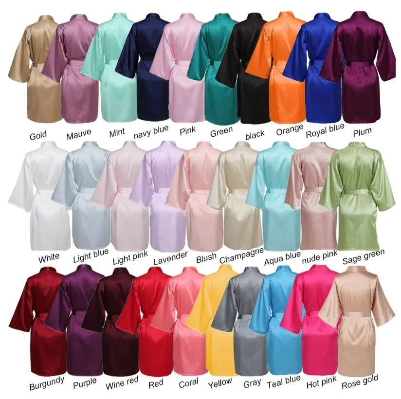 Elegant Solid Satin Night Robe Professional Half Sleeve V Neck House Robe With Belt 15 2xl