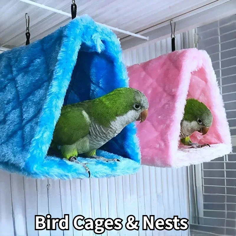 Pet Bird Parrot Hammock Tent Cozy Bed For Birds, Parrot Cage Hanging Cave, Perfect For Sleeping And Nesting blue