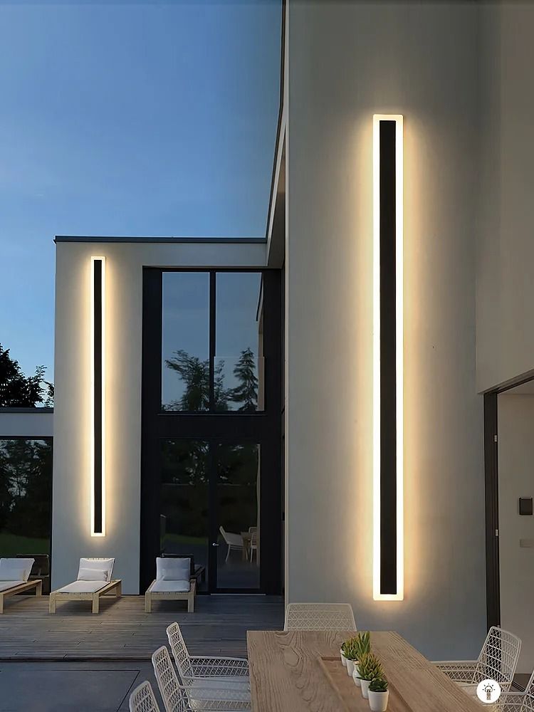 Modern Waterproof Outdoor Long Strip LED Wall Lamp IP65 Aluminum Garden Sconce a Style Black l 100 Cm cool White (6000k)