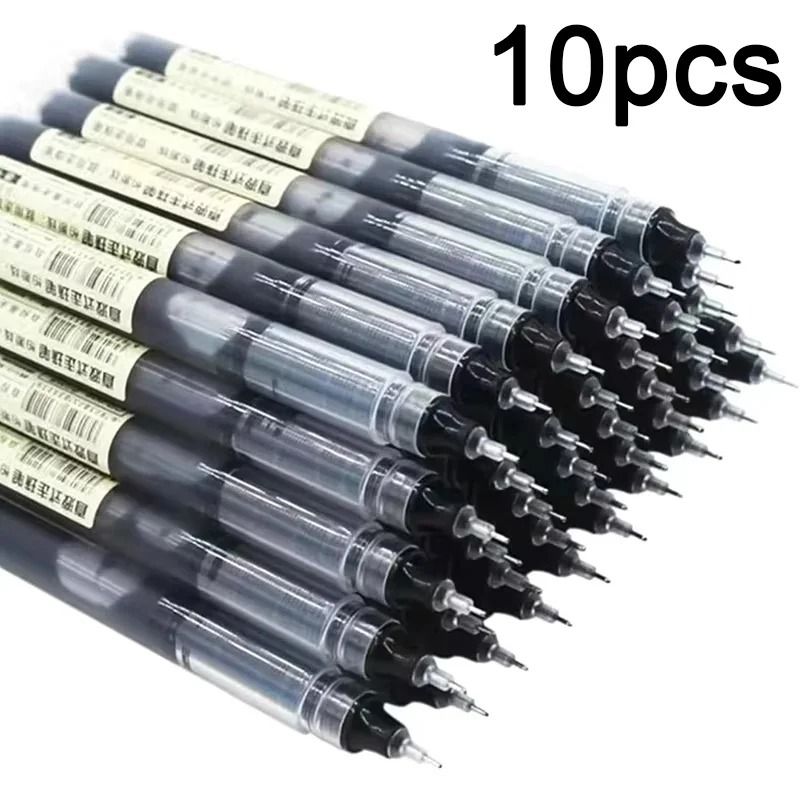 10 Piece Straight Liquid Needle Tip Gel Pen Set 0.5mm High Performance Precision Writing Tools For School & Office 10pcs Blue