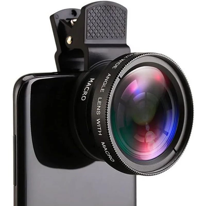 2 IN 1 Universal Clip On Phone Lens Wide Angle + Macro black