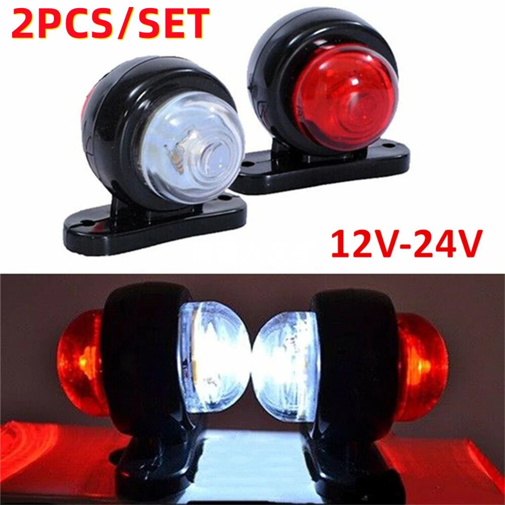 24V Dual Color LED Side Marker & Truck Trailer Outline Marker Light Set (2 Pack) yellow red