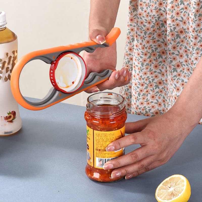 Multifunctional Jar Opener, Bottle And Can Gripper For Easy Lid Opening red