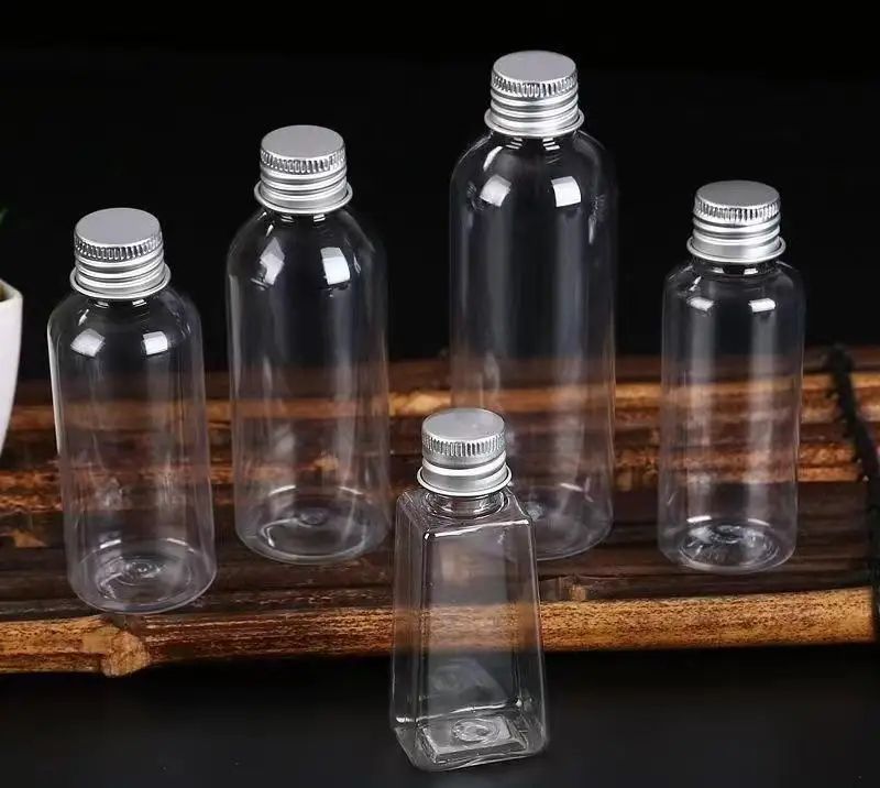 ClearGuard Refillable Travel Cosmetic Containers 50pcs Plastic Sample Bottles With Aluminum Caps 50ml black Aluminum Cap