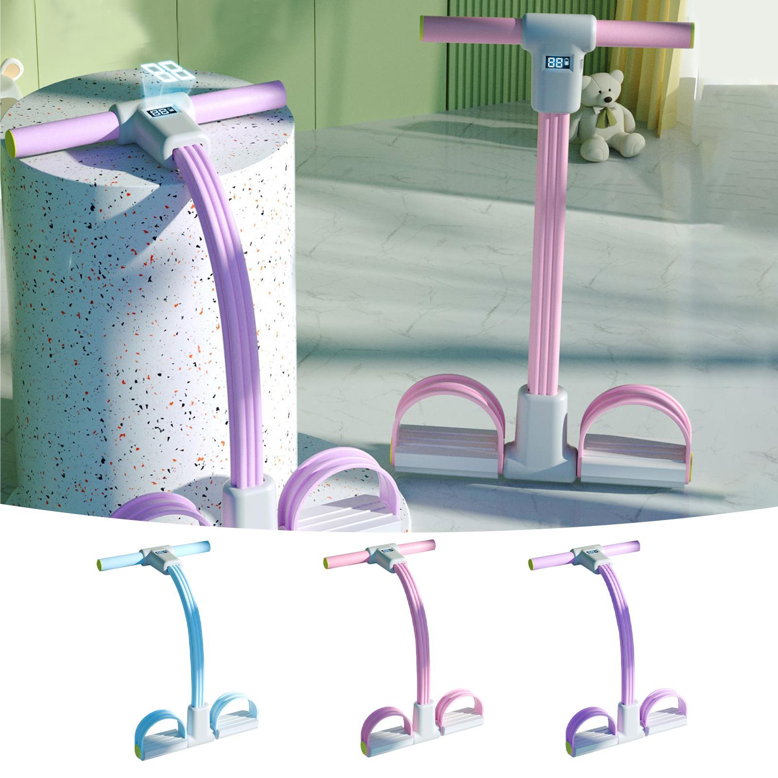 Workout Pedal Puller, Fitness Pedal Resistance Band, LED Display Yoga Strap Tension Rope For Elastic Exercise purple