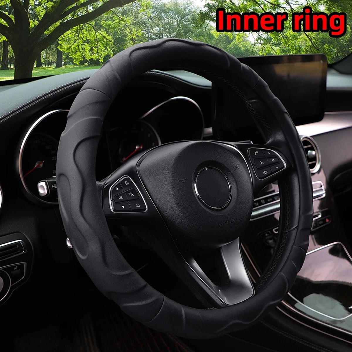 Artisan Lambskin Touch 3D Performance Steering Wheel Cover black
