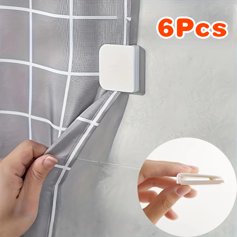 Shower Curtain Fixing Tool Windproof Clip Stop Protect Clips Bathroom Accessories 6pcs