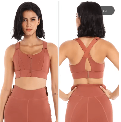 PowerZip Plus Size Front Zipper Sports Bra With Adjustable Straps black m