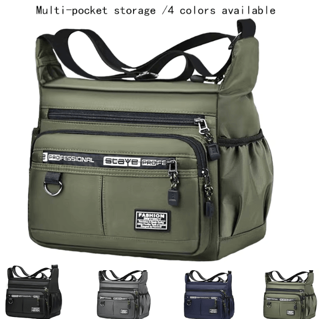 Mens Cross Body Bag Adjustable Shoulder Business Multi Pocket Everyday Messenger Bag black