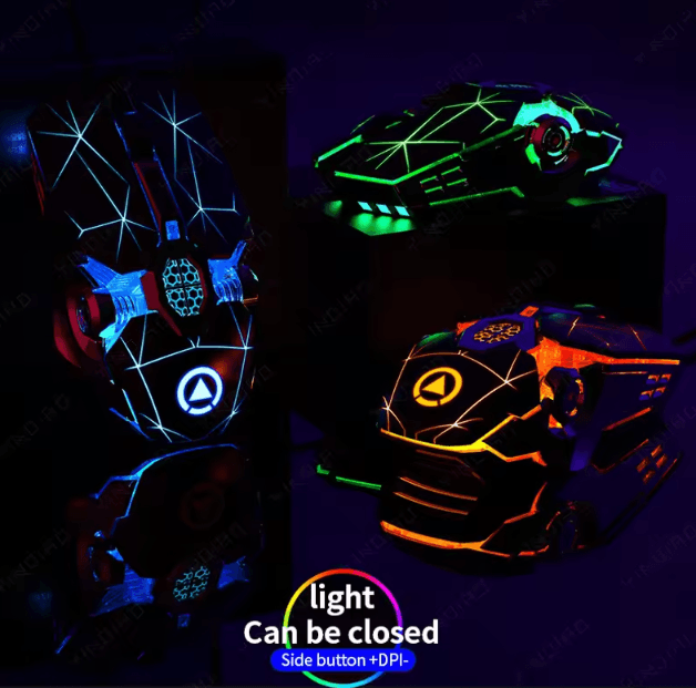 ShadowSilence 3200DPI Wired Gaming Mouse Silent USB Optical With LED Backlit black Audio