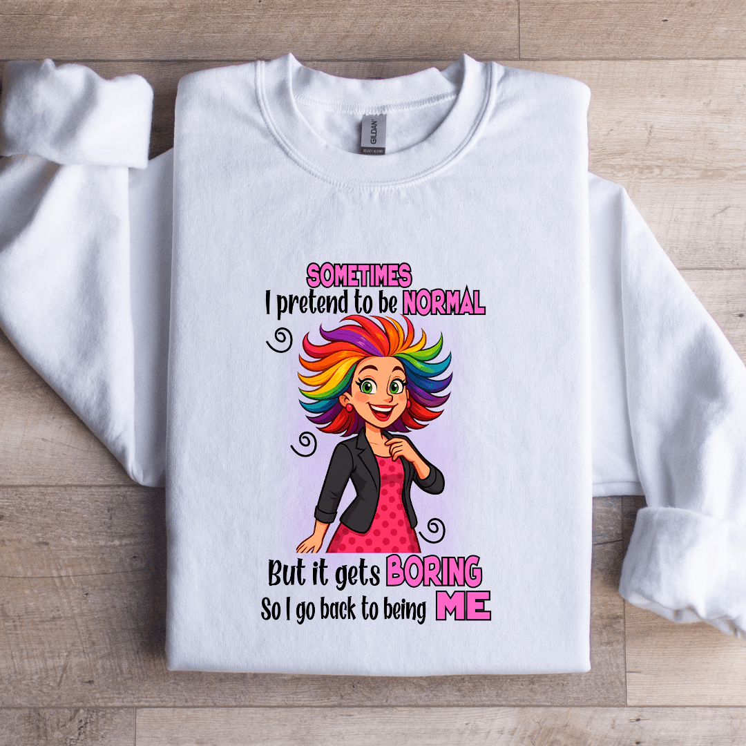 Sometimes I Pretend To Be Normal Sweatshirt 3XL Light Pink