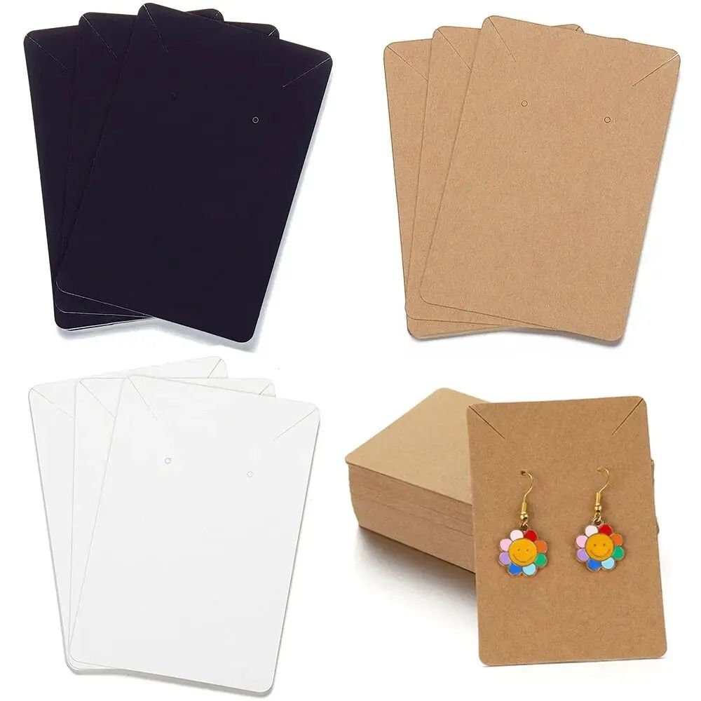 Blank Jewelry Display Cards High Performance Kraft Paper Packaging For Necklaces & Earrings (50pcs) black