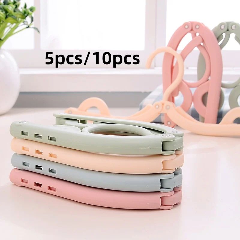 Foldable Portable Travel Clothes Hanger Rack With Anti Slip Grooves & Clips 5 Pcs