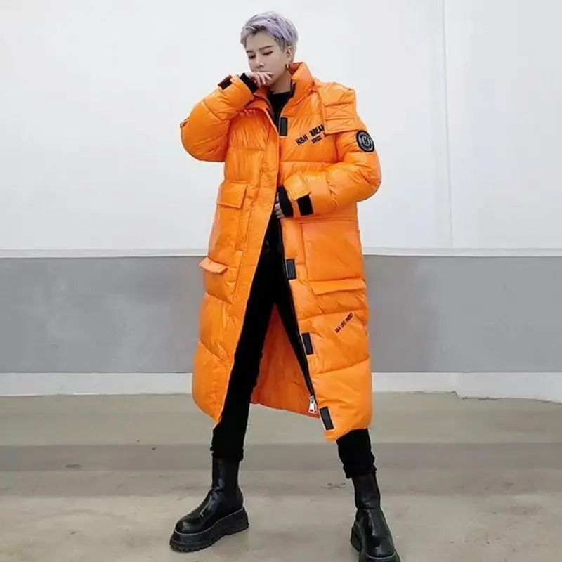 Luxury Long White Duck Down Jacket Waterproof Hooded Winter Coat yellow xxxl