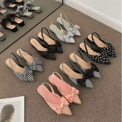 Elegant Pointed Strap Low Heel Sandals Womens Fashion Party Pumps 2023 glx08 Polka Dot 35