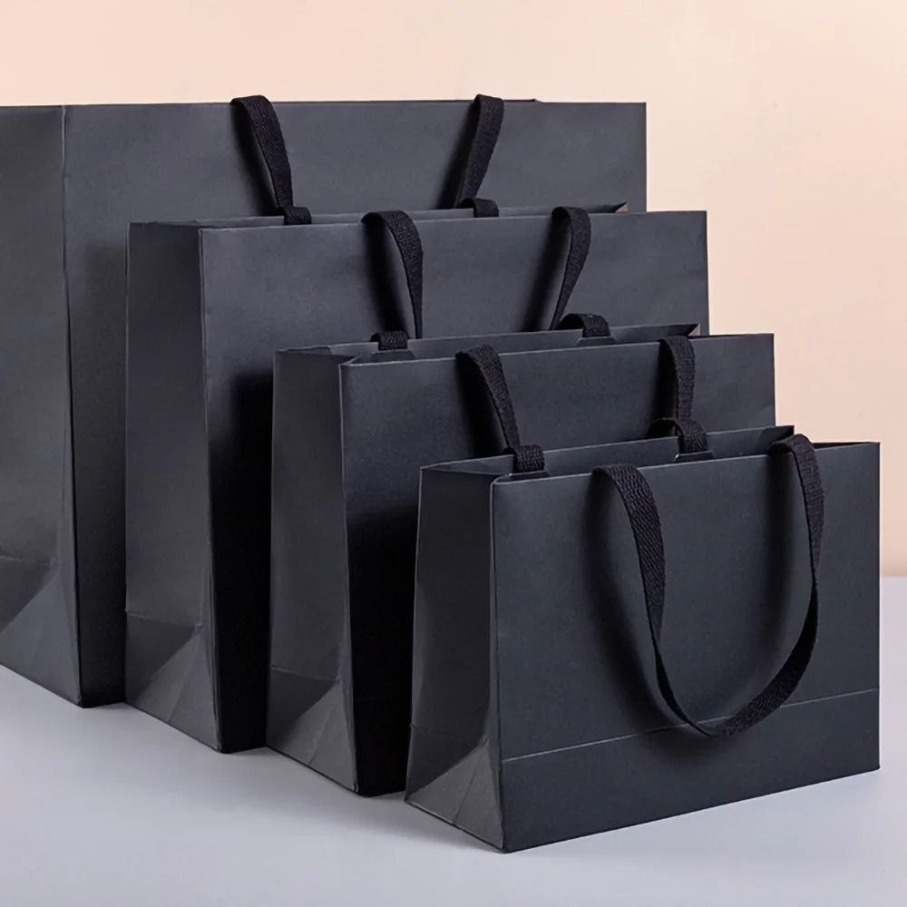 Black Kraft Paper Gift Bag For Wedding Party And Food Packaging large
