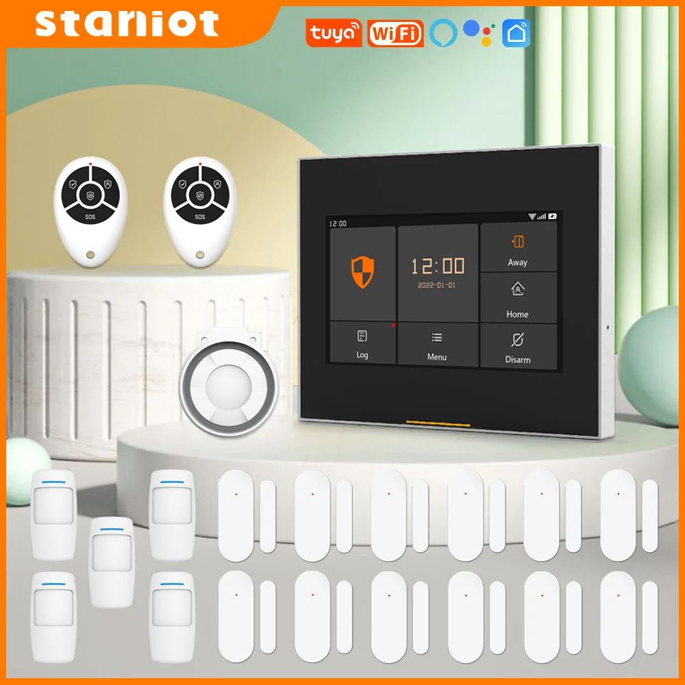 Staniot Tuya WiFi Smart Wireless Home Security Alarm Kit wifi Set R 5 10 uk Plug
