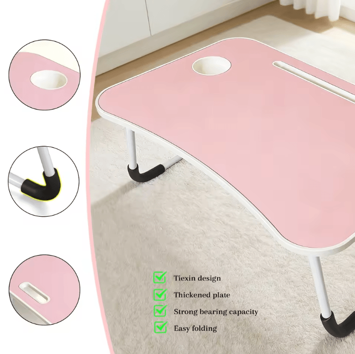 Foldable Small Wireless Charging Laptop Table Portable Bed Desk white