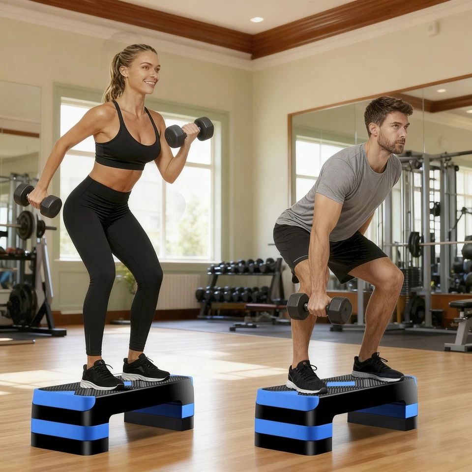 High Density Aerobic Step Platform, Adjustable Home Gym Stepper With Risers For Muscle And Cardio Workouts High Density Aerobic Step Platform, Adjustable Home Gym Stepper With Risers For Muscle And Cardio Workouts