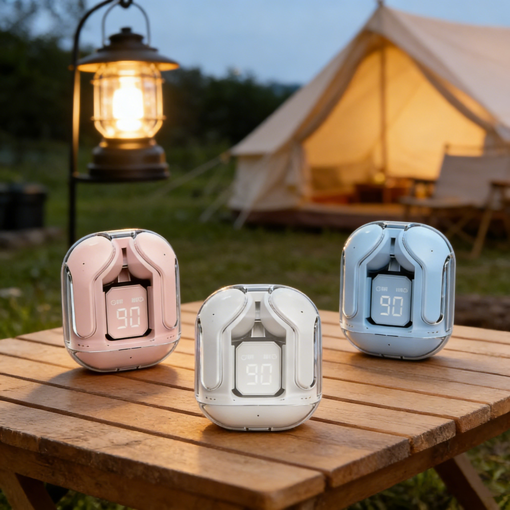 Wireless Mini Earbuds With LED Digital Display TWS Bluetooth Stereo Headphones green