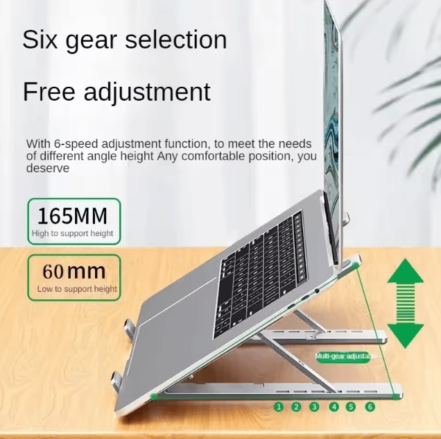 Aluminum Alloy Adjustable Portable Laptop Holder Non Slip Stand For Notebooks And Computers gray