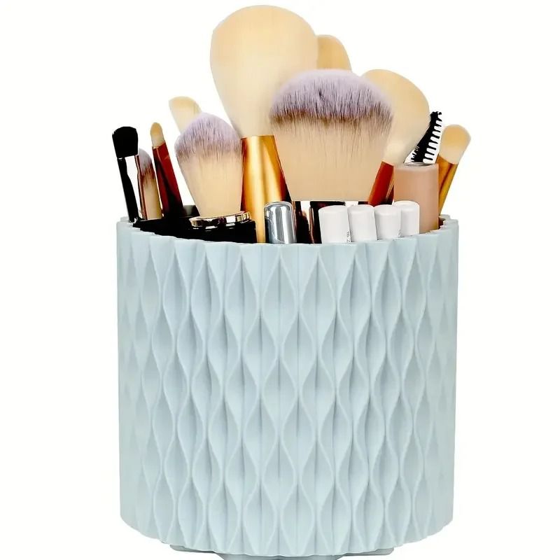360 Rotating Makeup Brush Holder Organizer With 5 Slot Storage blue (no Brushes)