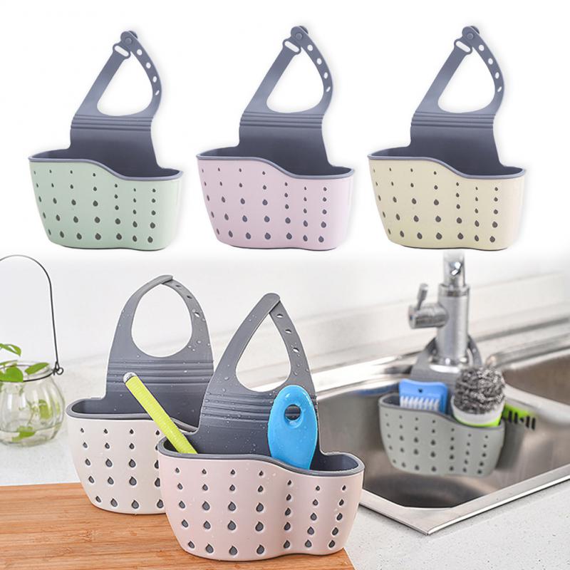 Sink Shelf Soap Sponge Drain Rack, Hanging Bag Kitchen Accessory dark Khaki