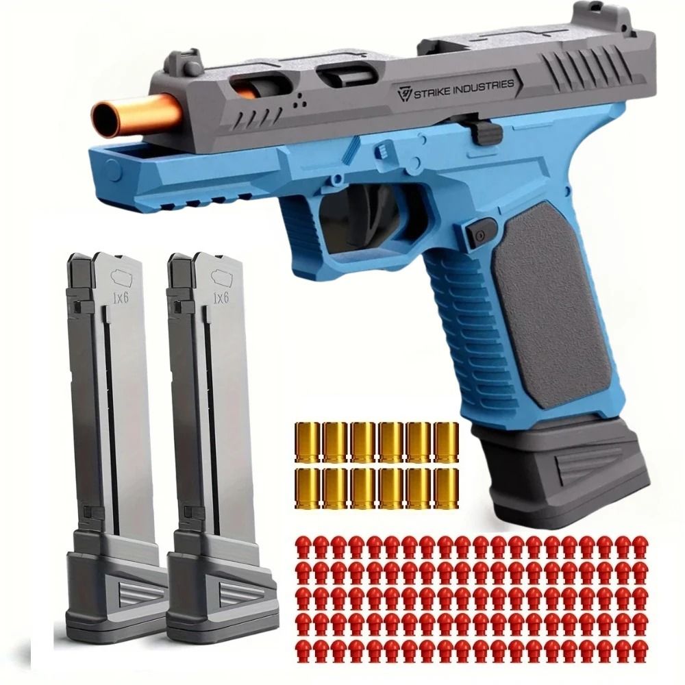 SIG17 Shell Ejecting Soft Bullet Toy Pistol With Blowback Action blue 01