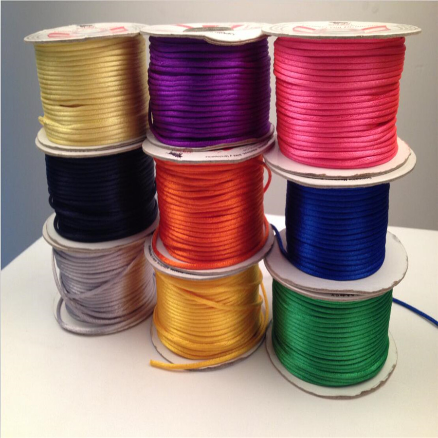 Braided Macrame Silk Cord For DIY Bracelets, Chinese Knot Satin Beading Rope purple 60meters