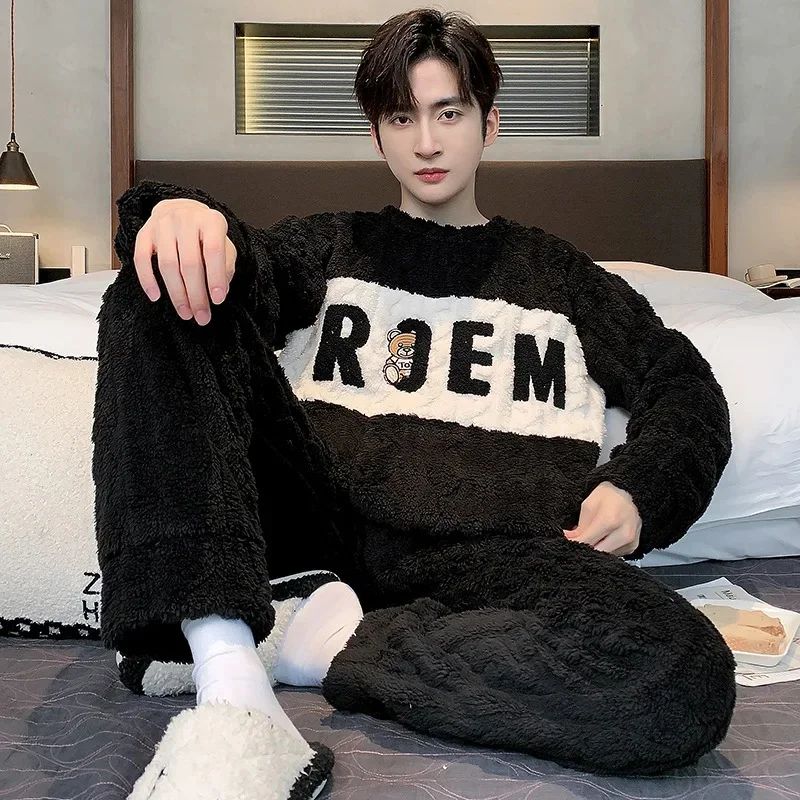 ArcticComfort Mens Coral Fleece Pajama Set Warm Winter Mens Sleepwear Set 896 size L 55.00 Kg 60.00 Kg