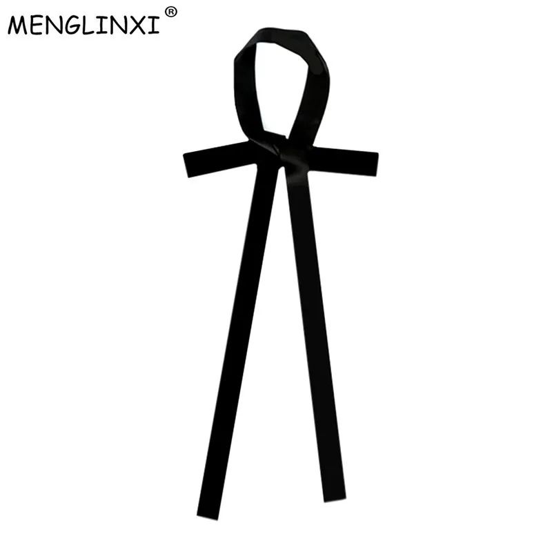 Luxury Solid Color Silk Skinny Scarf Designer Bag Handle Wrap & Hair Ribbon navy Blue