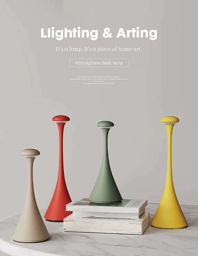 Rechargeable Portable LED Mushroom Desk Lamp With Touch Control sand Green