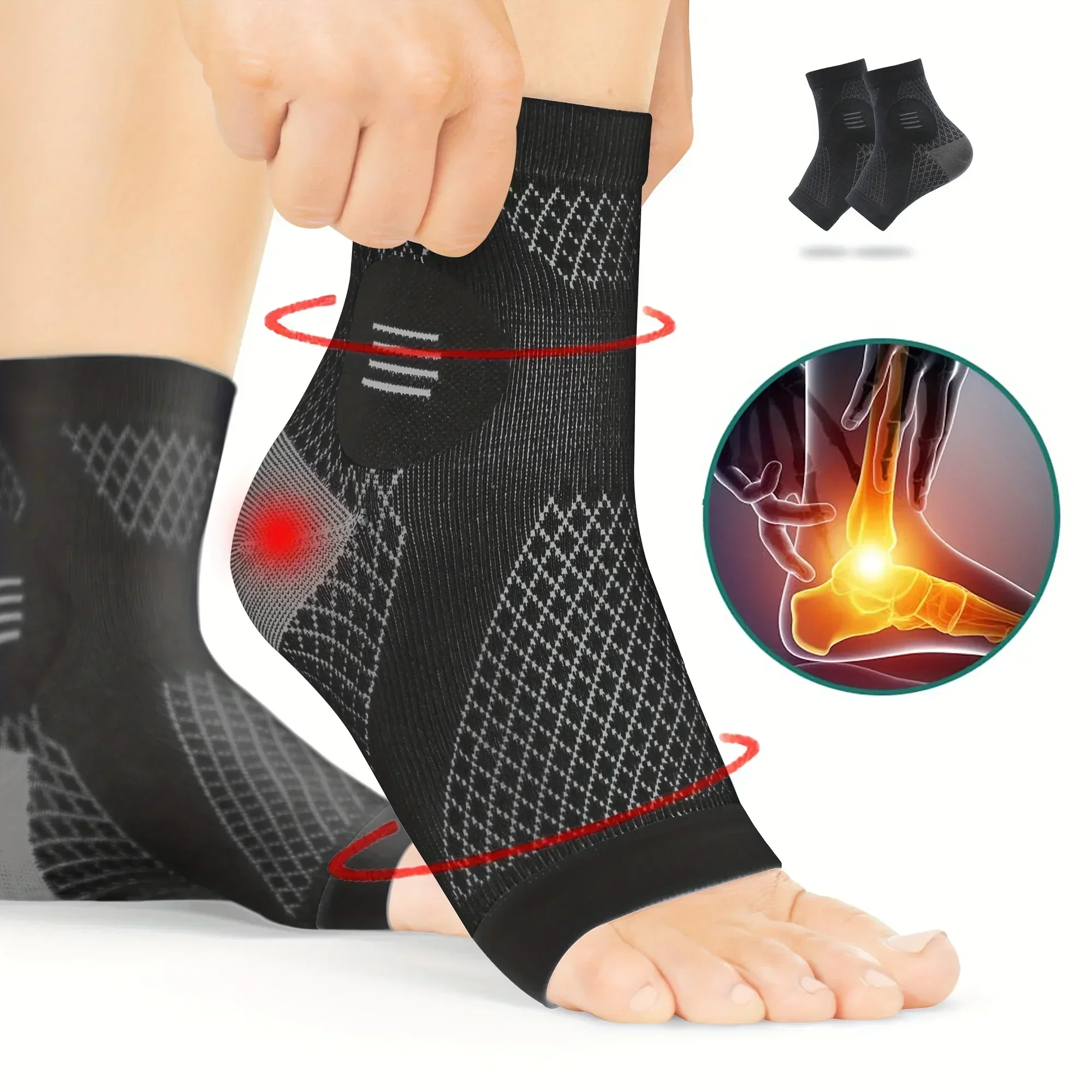 Pain Relief Ankle Brace Compression Sleeve For Achilles Support blue l