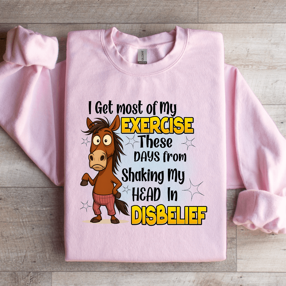 I Get Most Of My Exercise Sweatshirt 2XL Light Pink