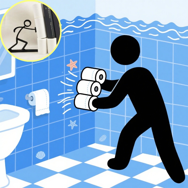 Creative Printed Minimalist Bathroom Tissue Holder Modern Acrylic Decorative Stand black