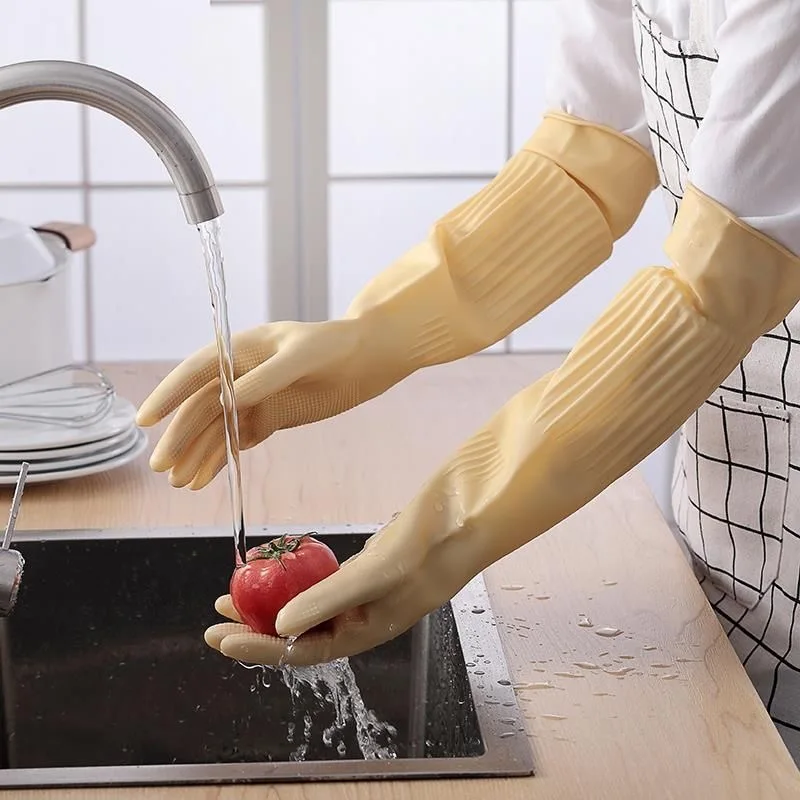 Multipurpose Reusable Rubber Dishwashing Gloves, Non Slip For Kitchen, Car Cleaning, Gardening, Household Use yellow