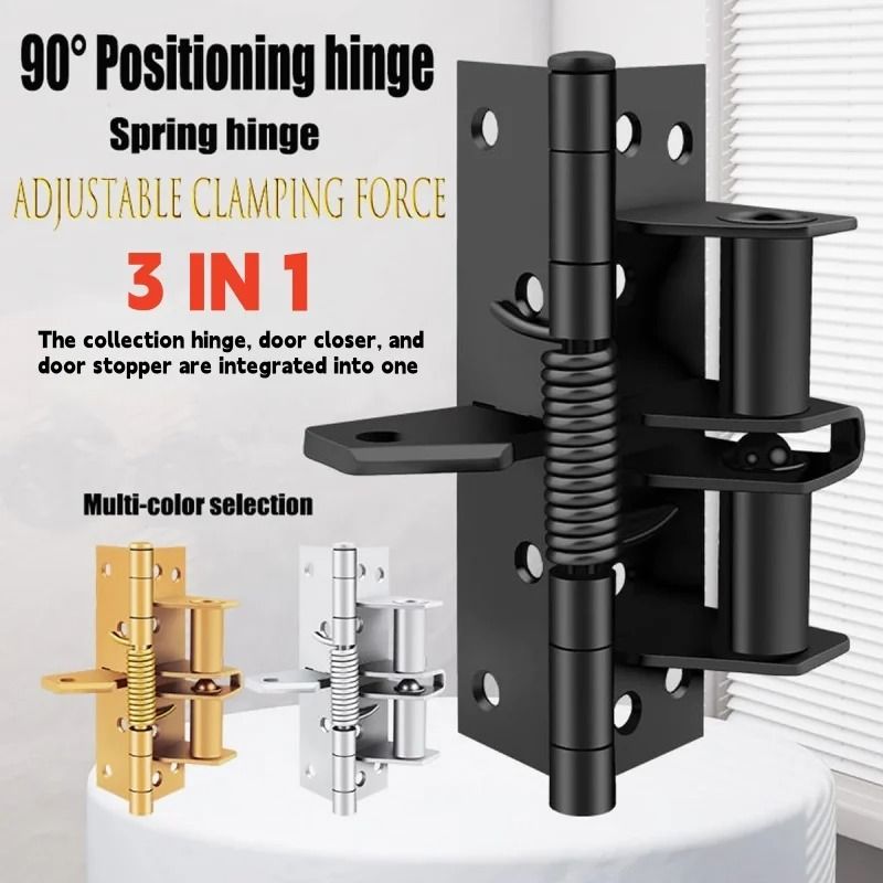 3 In 1 Automatic Self Closing Door Hinge With 90 Degree Positioning Stop gold 4 Inches