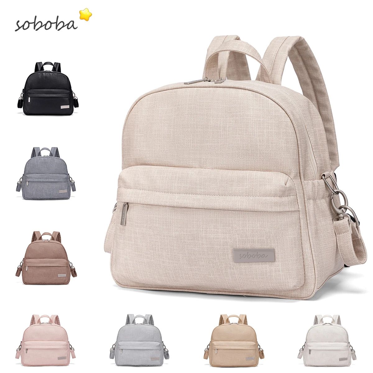 Soboba Stylish Waterproof Diaper Backpack For Moms dark Grey