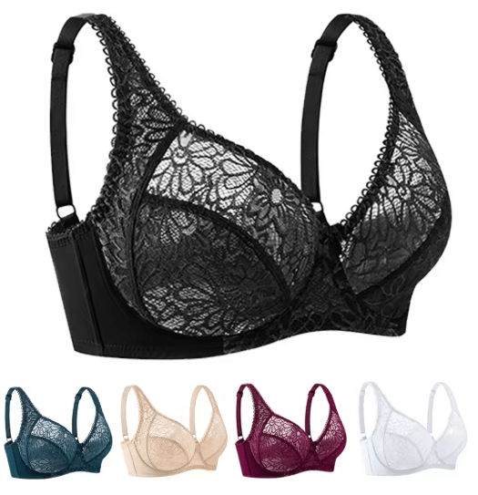 Elegant Lace Plus Size Lace Bra Full Coverage Support For C To F Cup white 38 f