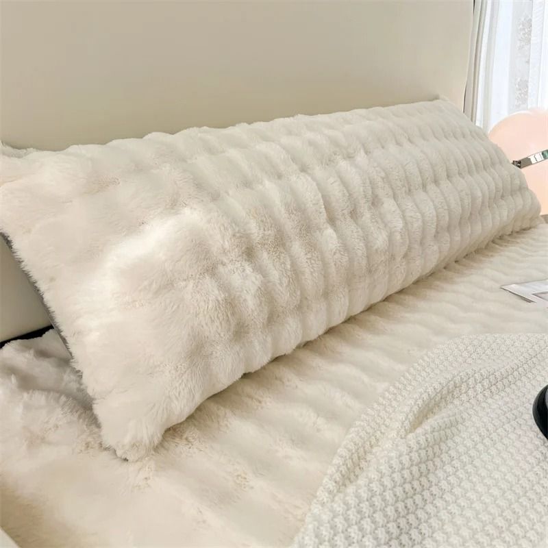 Solid Color Plush Long Pillowcase High Performance Soft Decorative Cover For Home & Bedroom Decor grey 48 X 150 Cm