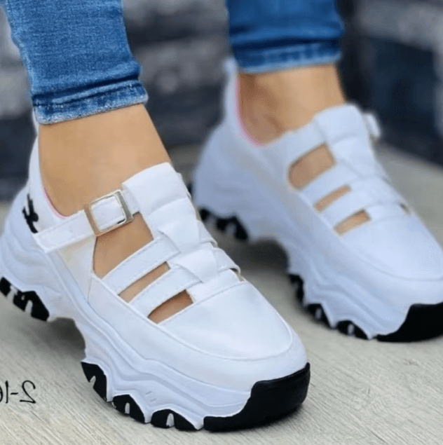 Womens Casual Buckle Strap Sandals Breathable Open Toe Flat Thick Sole Summer Shoes blue 35(us 5.5)