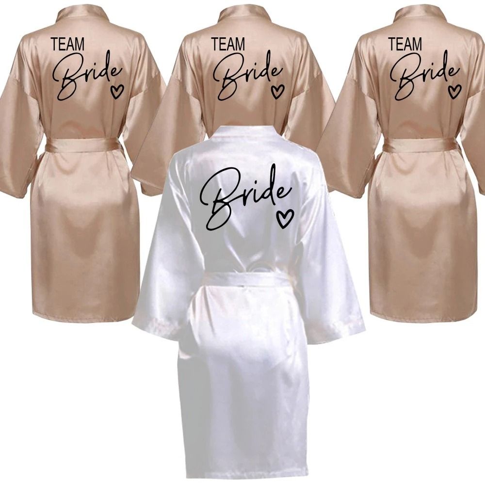 Team Bride Satin Kimono Robe For Wedding Party navy Blue Bride m