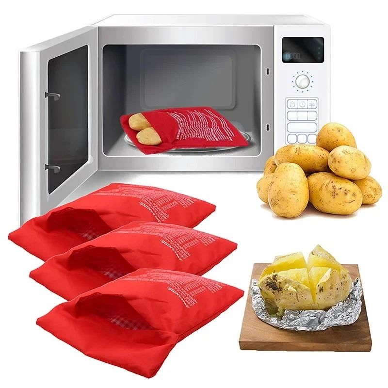 Reusable Microwave Potato Bag Express Baked Potato Cooker Pouch 2 Pcs
