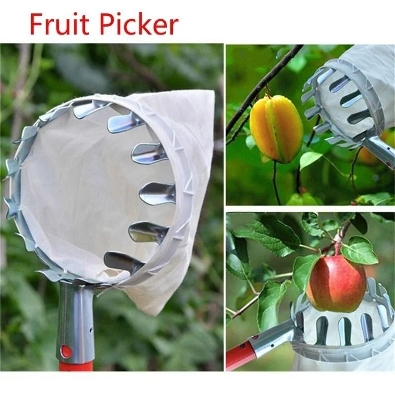 Metal High Tree Fruit Picker Professional Apple & Peach Catcher With Cotton Collection Pouch Metal High Tree Fruit Picker Professional Apple & Peach Catcher With Cotton Collection Pouch