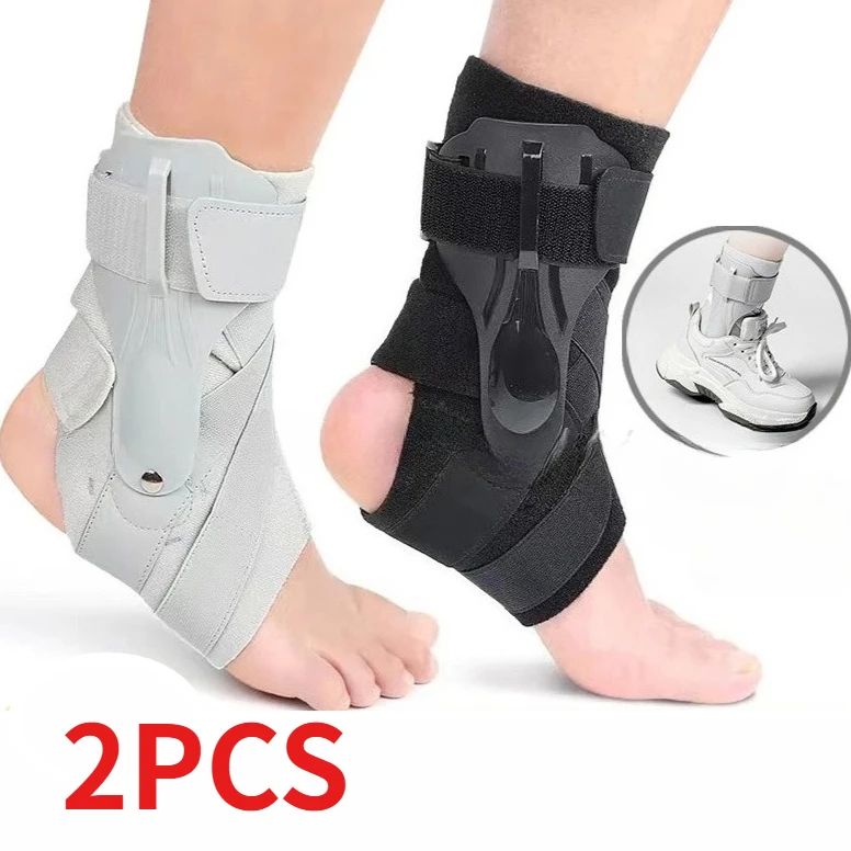 StabiliStep Ankle Brace With Side Stabilizers Adjustable Sprain Support & Tendonitis Recovery Splint black 2 Pcs l