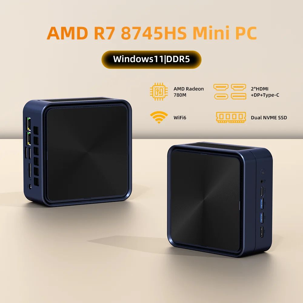 ZXIPC Ryzen Mini PC Compact Desktop With DDR5 And 4K Support zhr R7 8745hs 8g Ram 256g Ssd