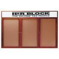 AARCO Enclosed Wall Mounted Bulletin Board Cork/Plastic in Red/White/Brown | 36 H x 72 W x 2 D in | Wayfair CBC3672-3RH