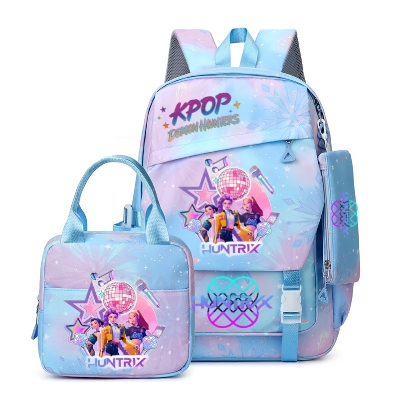 Sac à dos KPop Demon Hunters 3 pièces/ensemble pour garçons et filles, Rumi Mira Zoey HUNTR/X Saja, sac d'école pour étudiants, sac à dos Kawaii, retour à l'école
